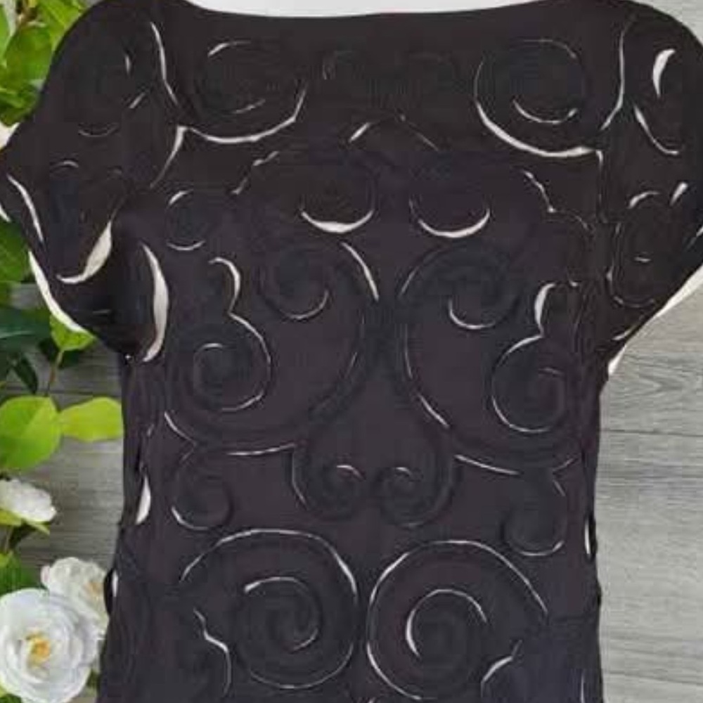 Catherine Malandrino Black Swirl Midi Dress